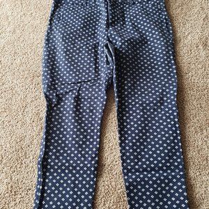 Blue pixie pants with white diamond pattern
